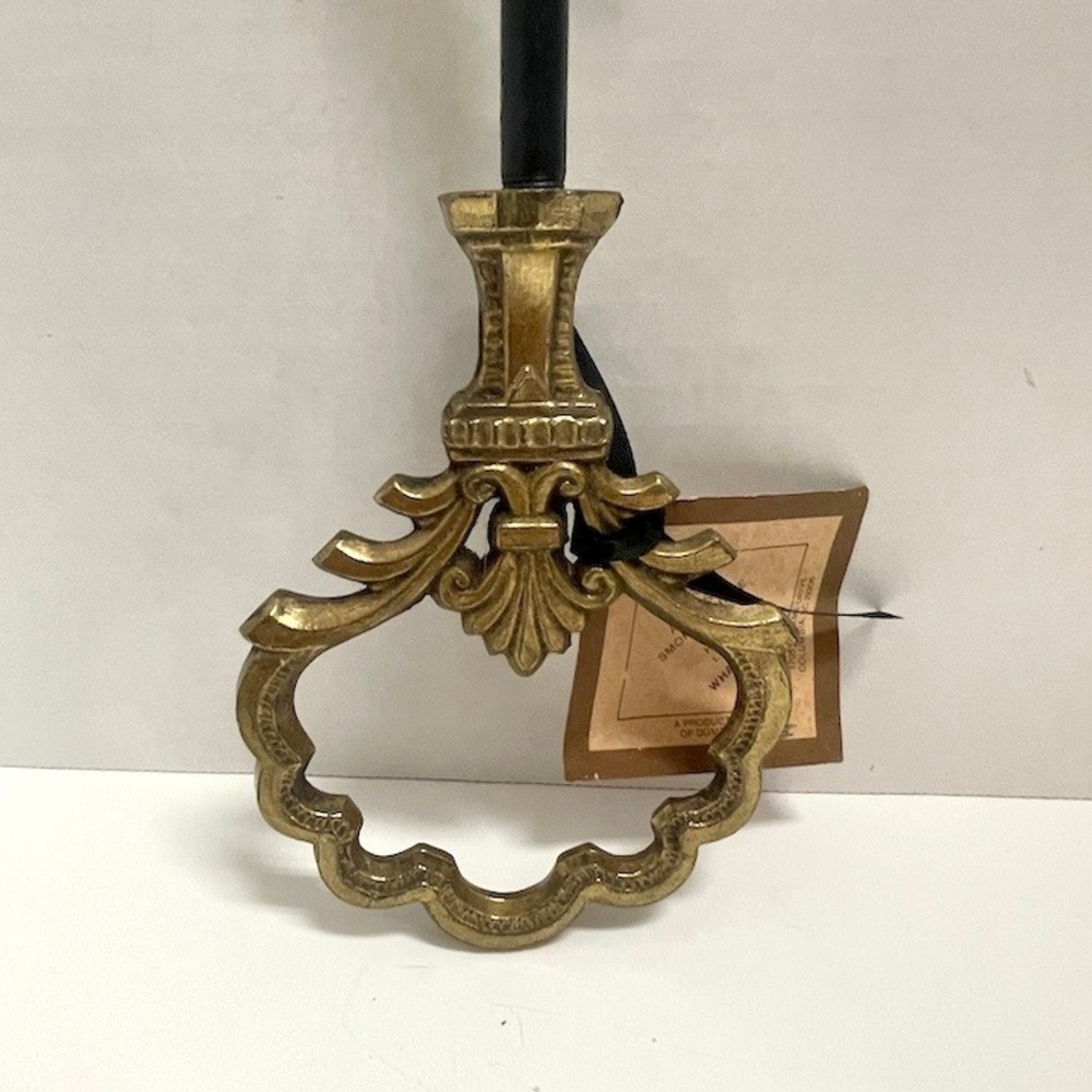 Vintage Brass Fireplace Damper Opener Hook Scrolled Base Ornate Iron Hook - Picture 2 of 6